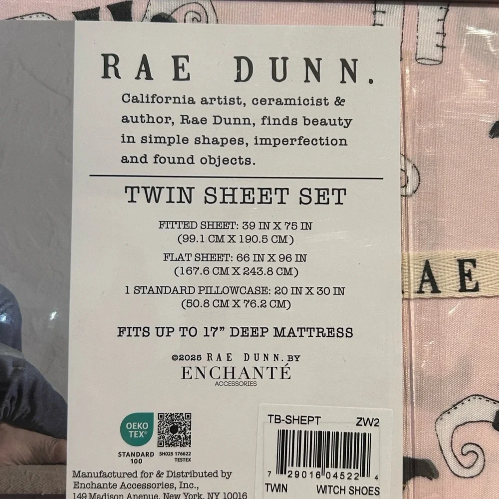 Rae Dunn Pink WITCH SHOES Halloween Twin Bed 3 Piece Sheet Set